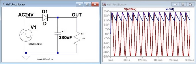 半波整流回路のシミュレーション1