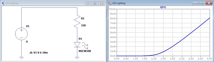 LED点灯回路のシミュレーション