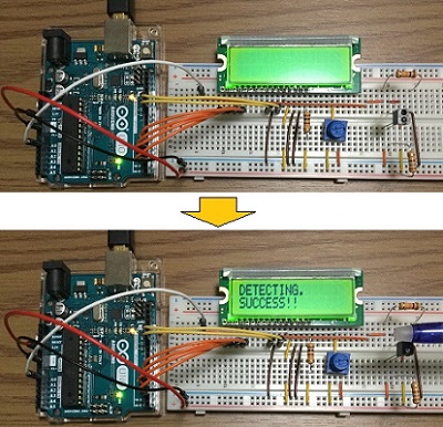 Arduinoとセンサで物体を検知する写真