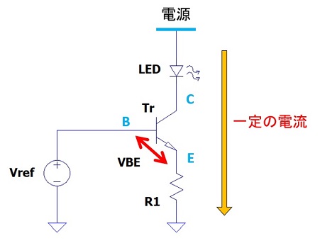 トランジスタ定電流回路の原理