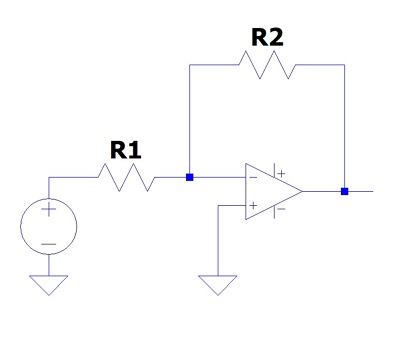 オペアンプ反転増幅回路の構成図