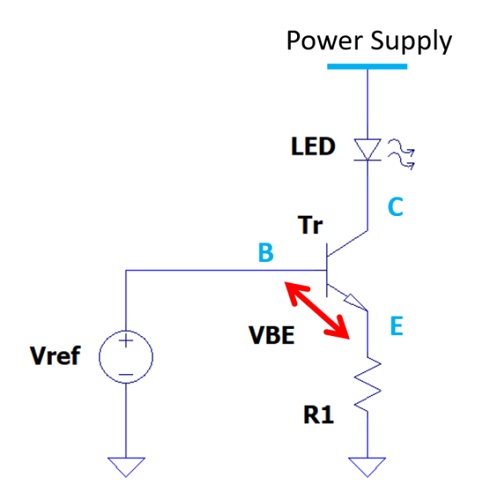 Basic principle of a transistor constant current circuit