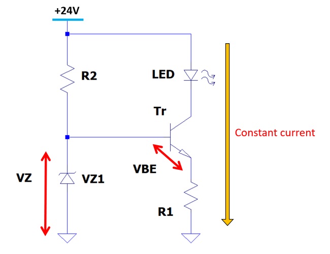 How to design an LED constant current circuit using a transistor